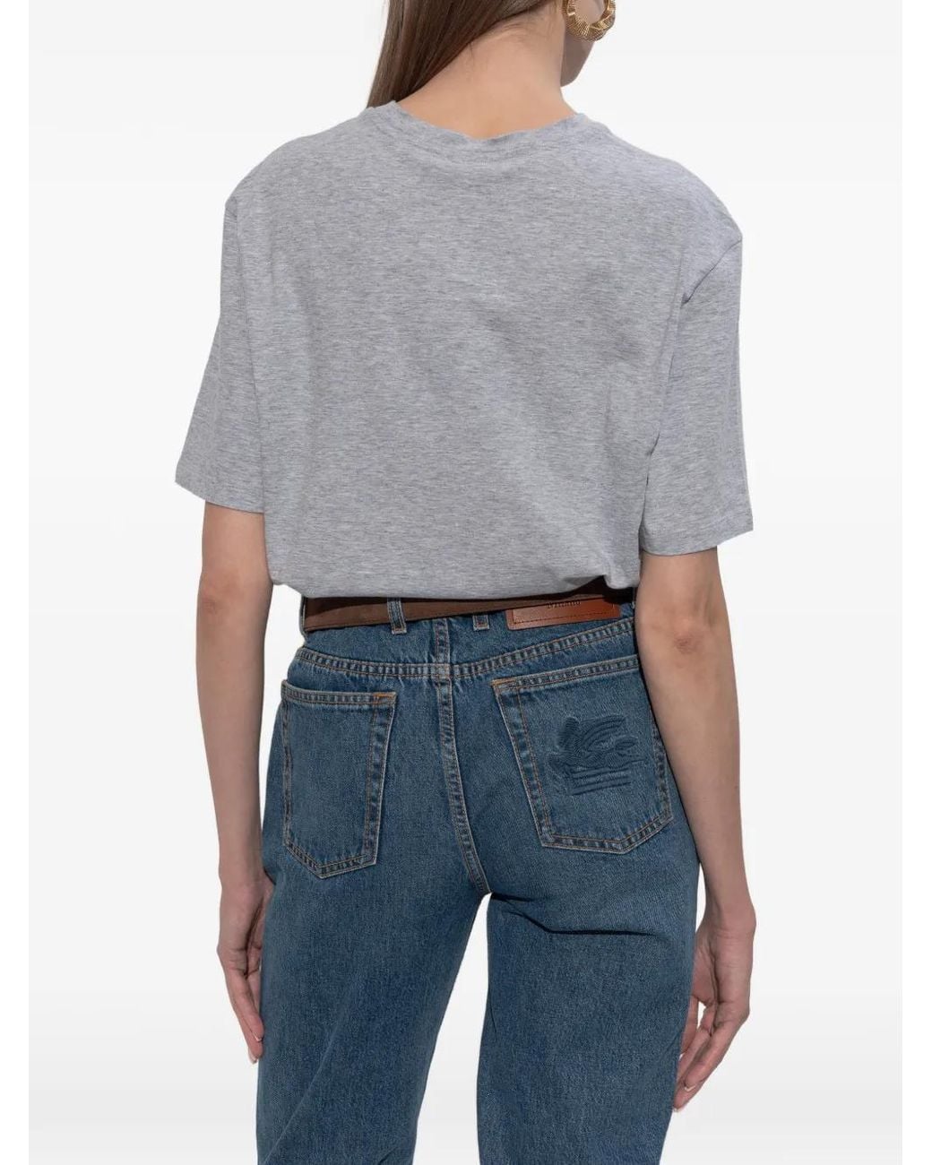 Etro Gray Horse-Print T-Shirt