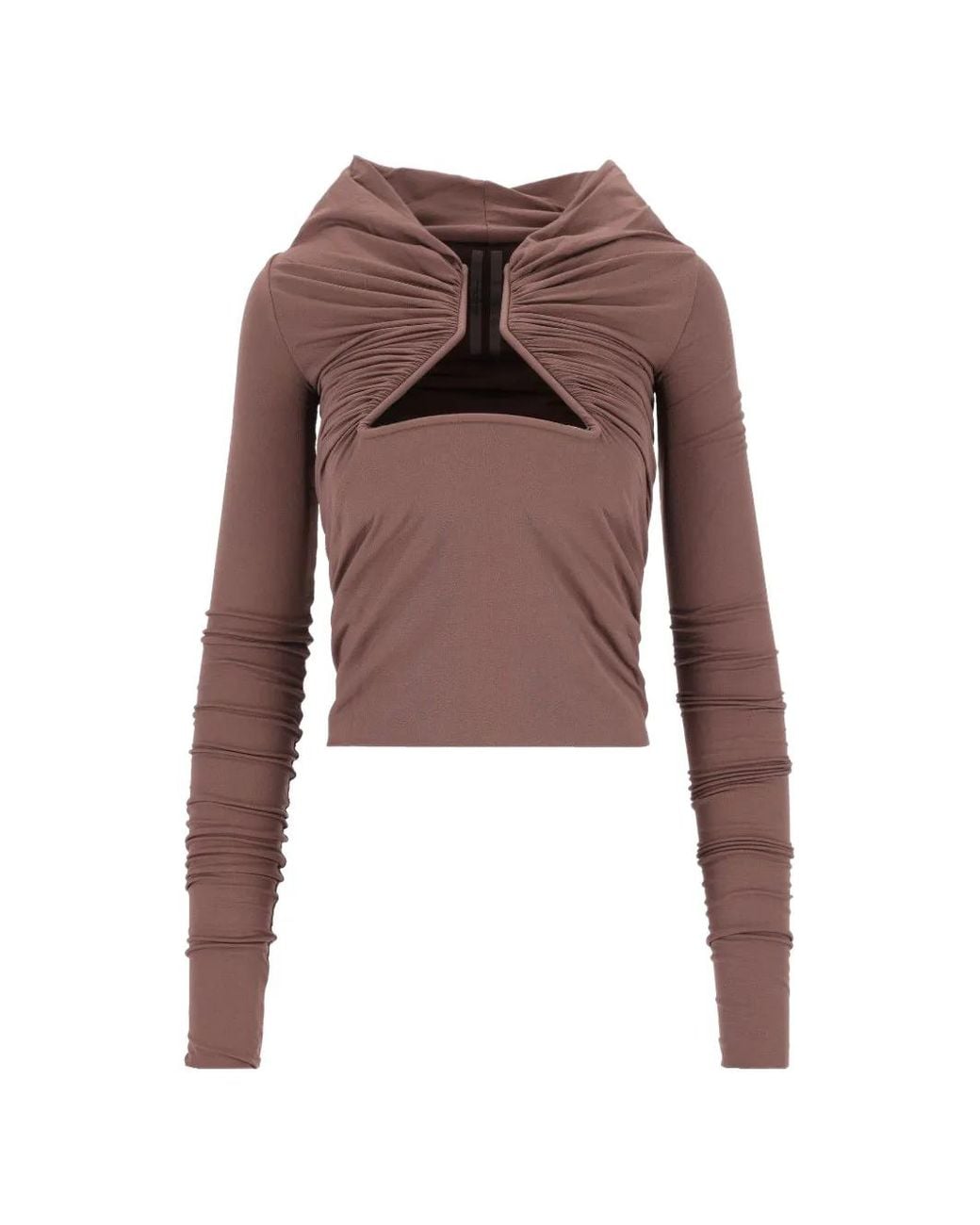 Rick Owens Brown Prong Ruched Long-Sleeve T-Shirt
