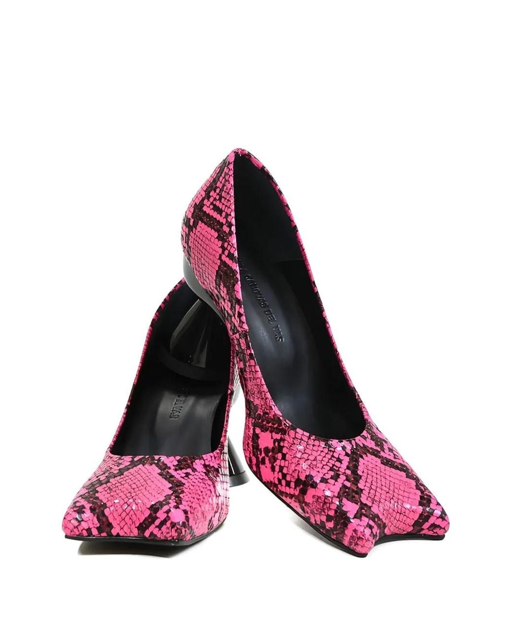 PAULA CANOVAS DEL VAS Pink 50Mm Diablo Snakeskin-Embossed Sculpted-Heel Pumps
