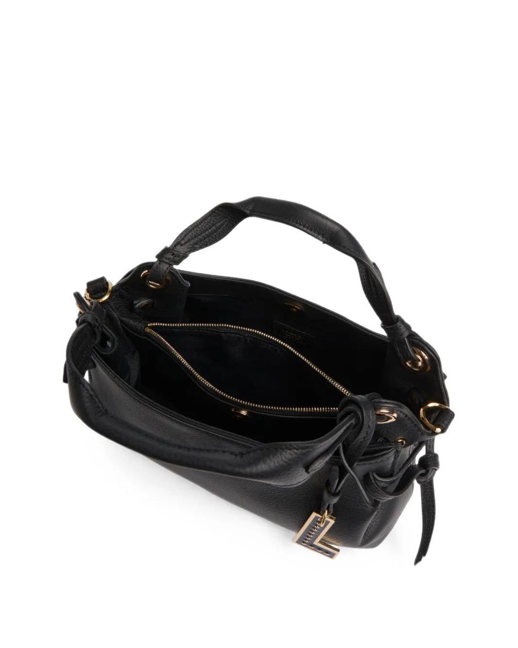 Lancel Black Swann Grained Leather Tote Bag