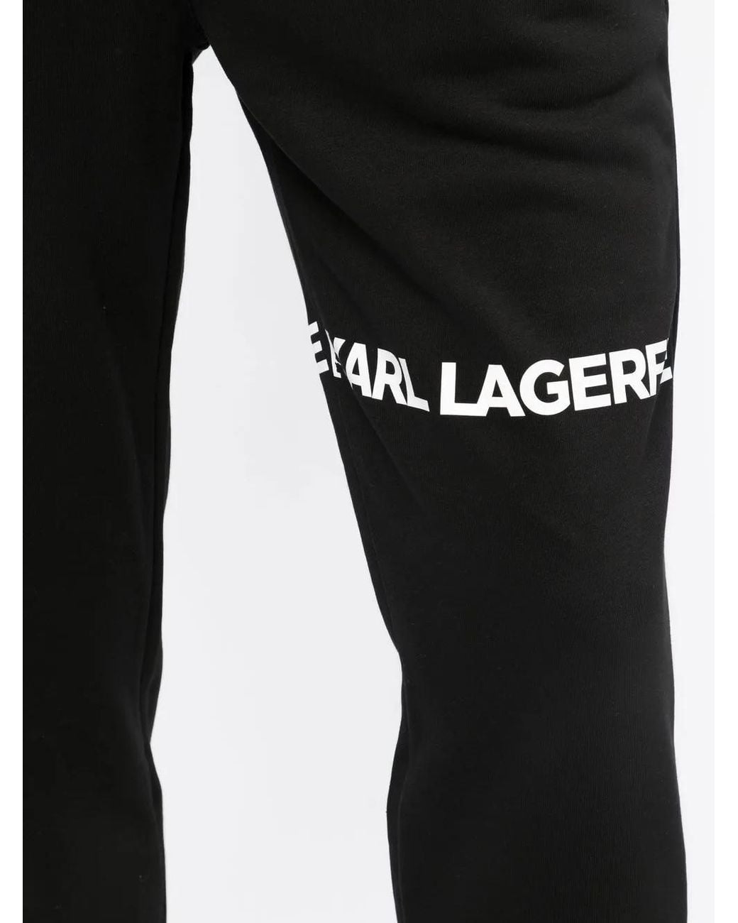 Karl Lagerfeld Black Logo-Print Track Pants for men