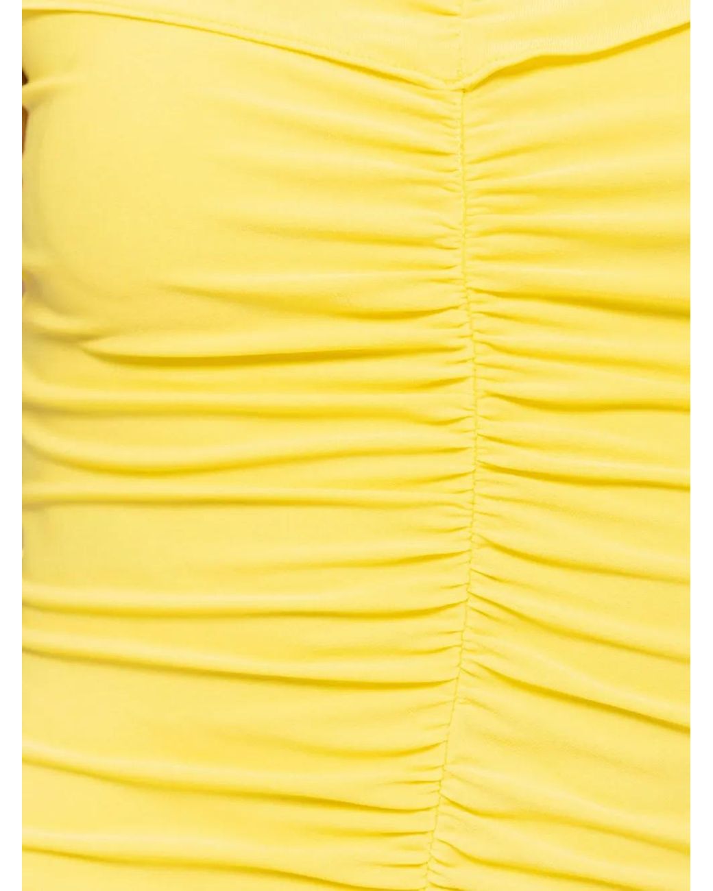 Nissa Yellow Ruched Midi Dress