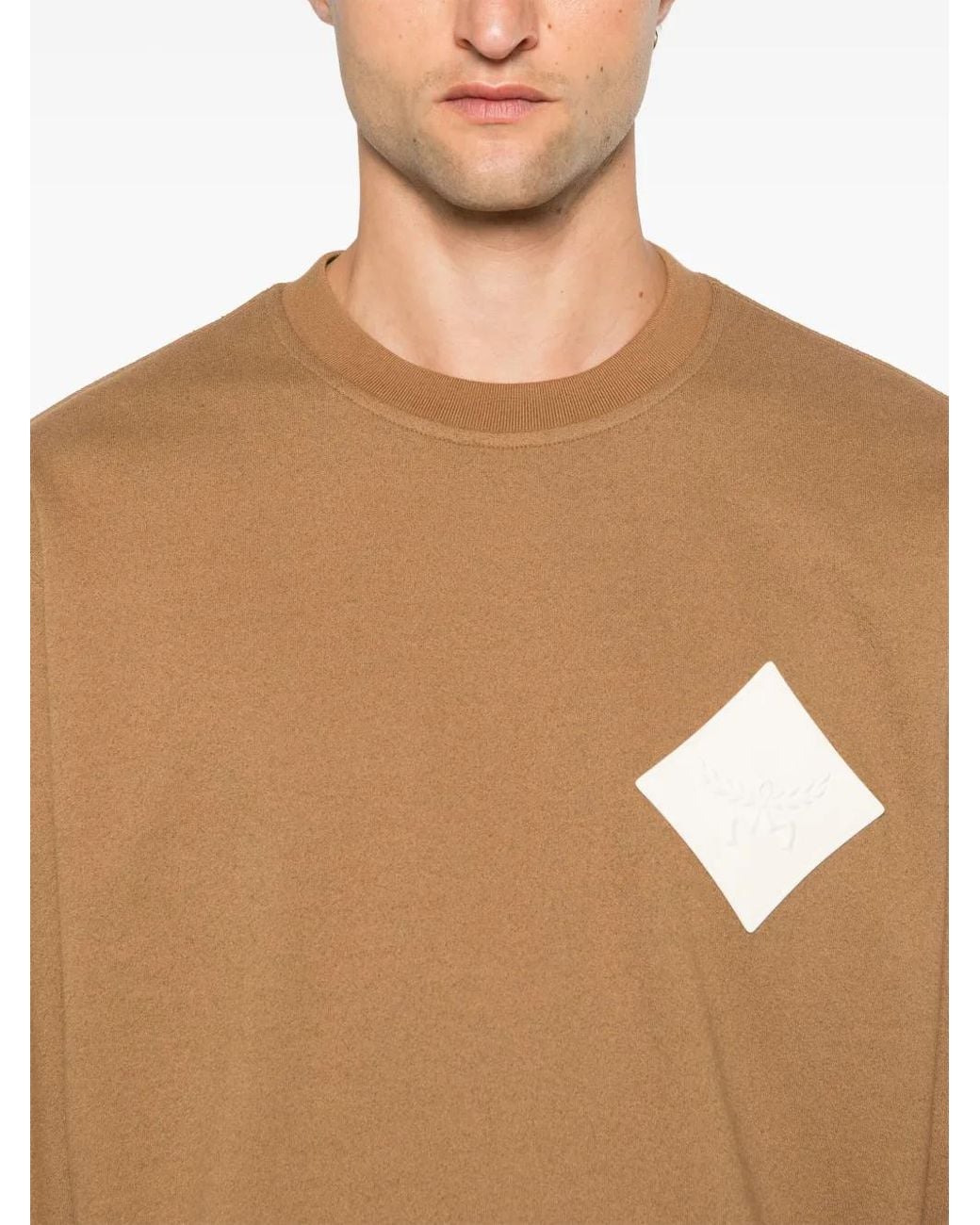 MCM Brown Logo-Patch Bouclé Sweatshirt for men