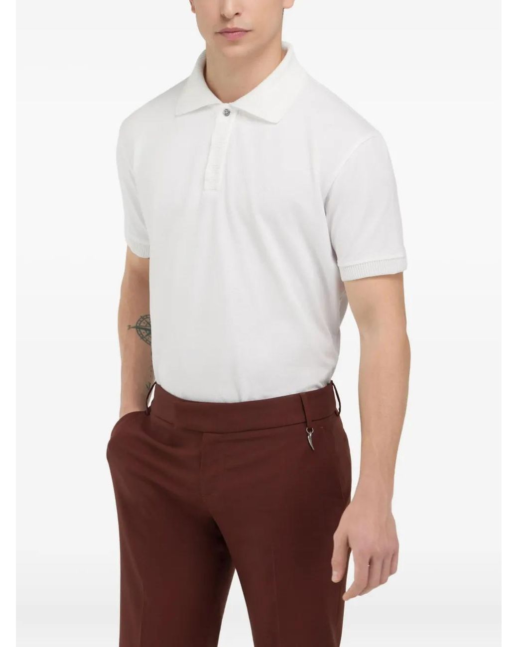 Roberto Cavalli White Logo-Embroidered Polo Shirt for men