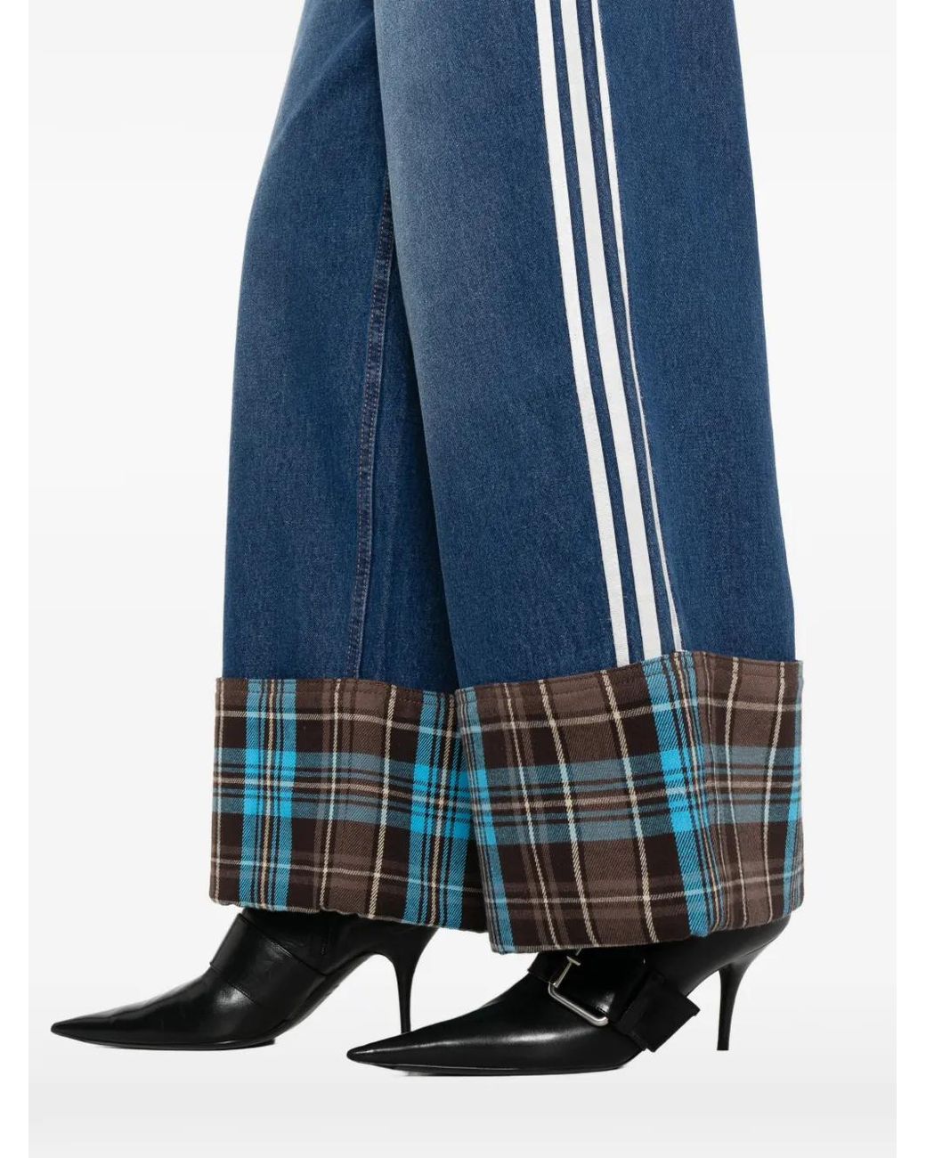 Adidas サイドストライプ デニムパンツ Blue