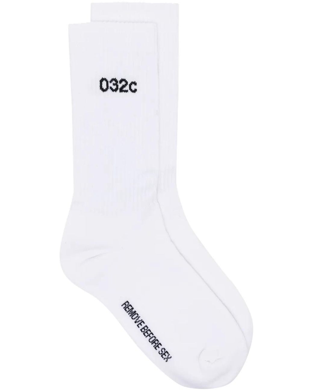 032c White Embroidered-Motif Socks