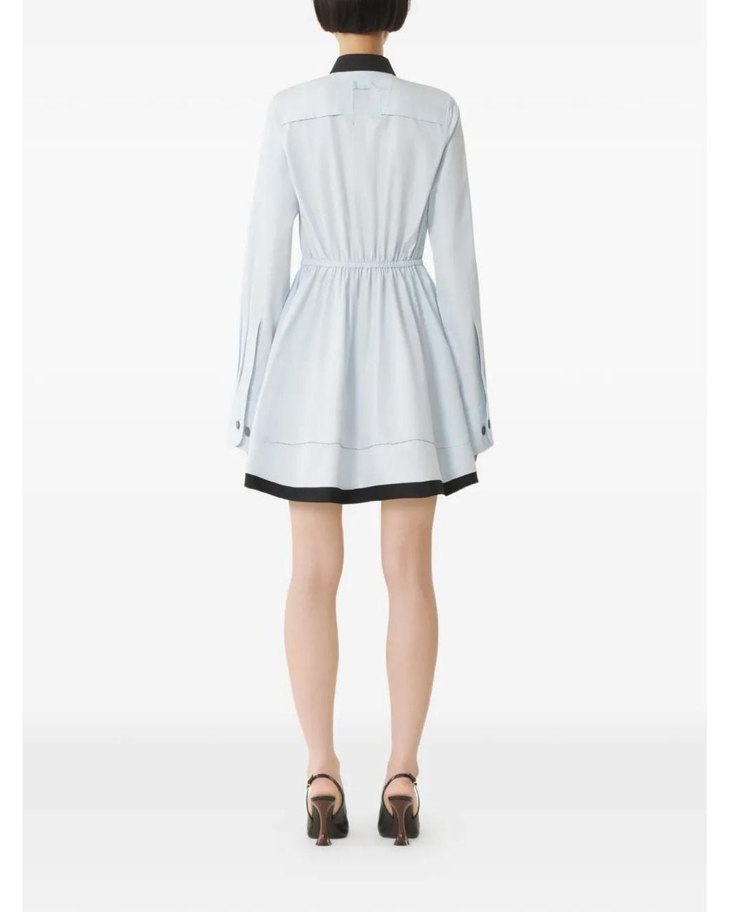 Lanvin Blue Long-Sleeve Collared Mini Dress