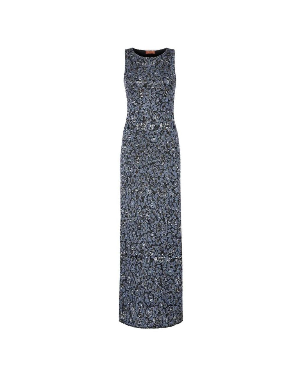 Missoni Blue Long Halter-Neck Dress