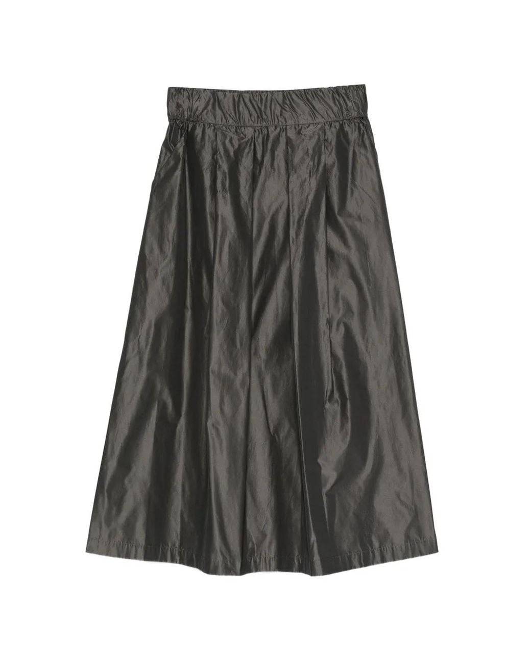 Whyci Gray A-Line Pleated Midi Skirt