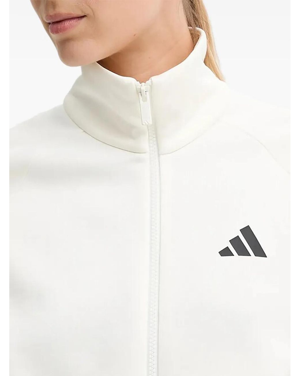 Adidas White Logo Zip Sweatshirts