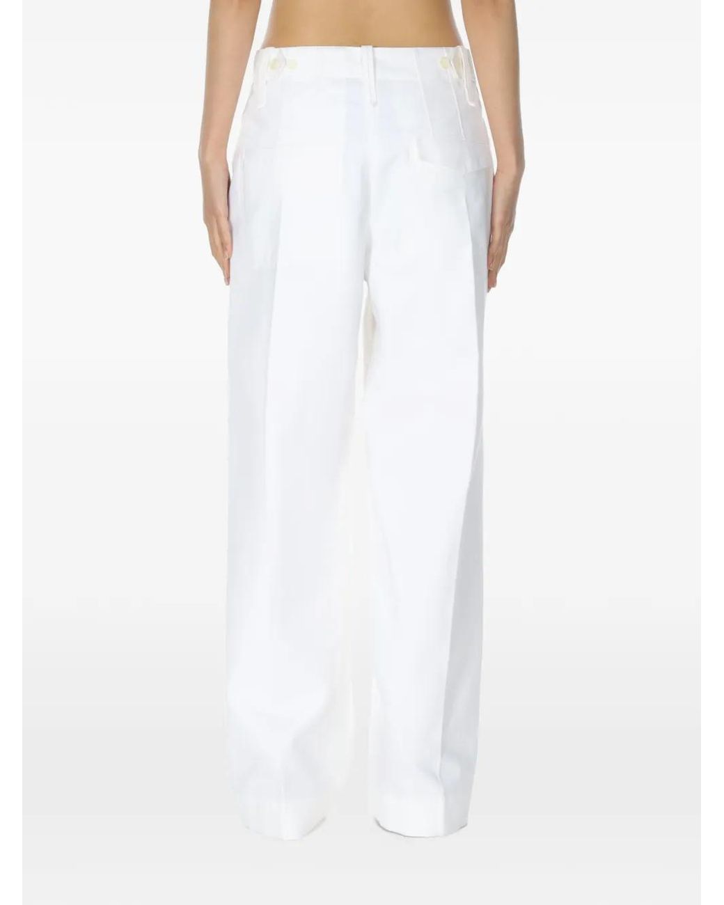Carven White Wide Straight-Leg Trousers