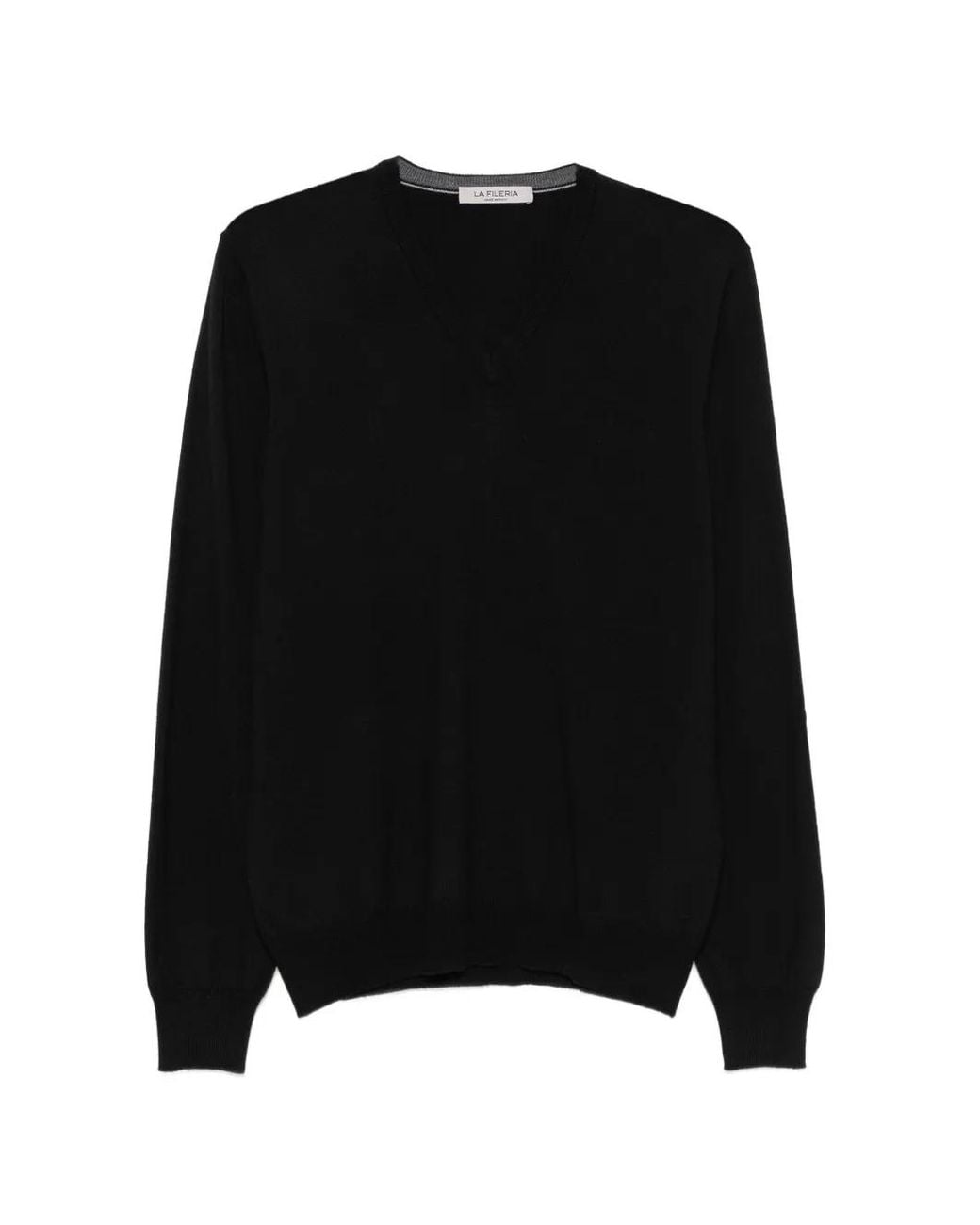 Fileria Black V-Neck Sweater for men