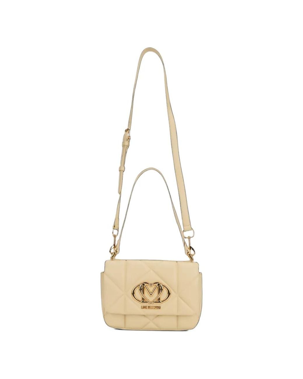 Love Moschino Natural Quilted Logo-Plaque Shoulder Bag