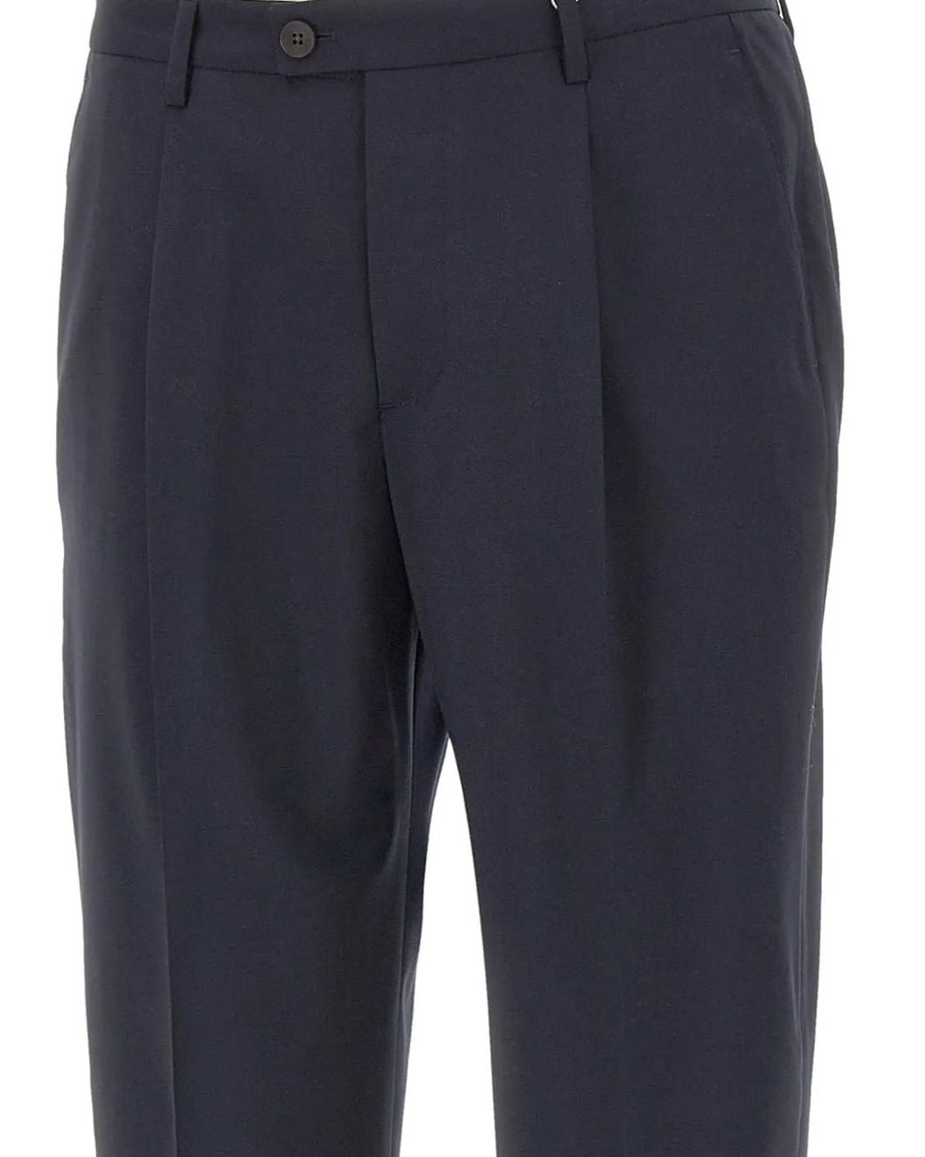 Devore Blue Pleats Flap Wool Trousers for men
