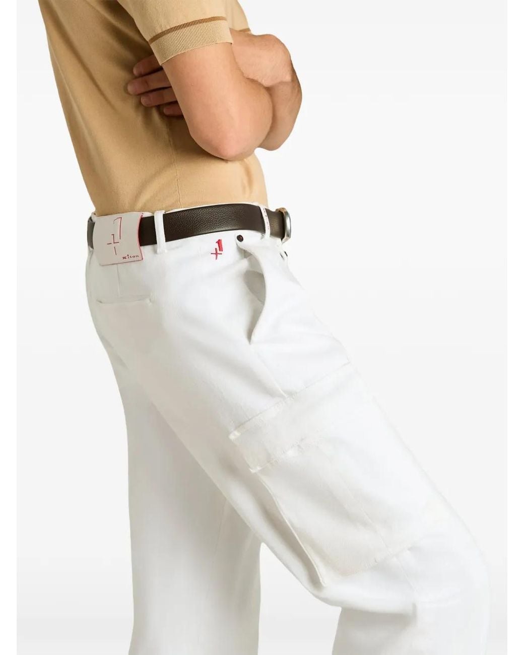 Kiton White Straight-Leg Cargo Pants for men