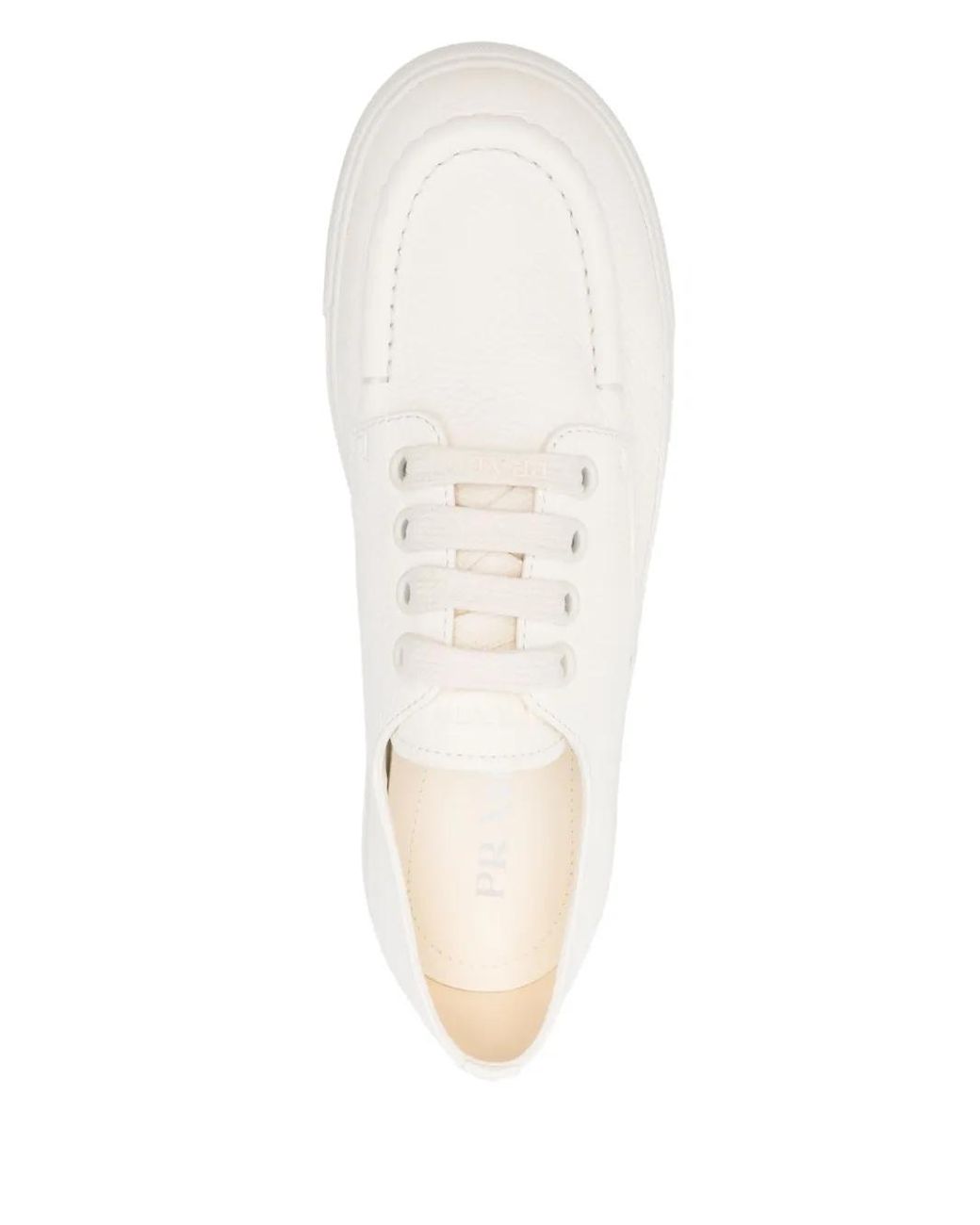Prada Sneakers Mit Gekörnter Kappe in White für Herren