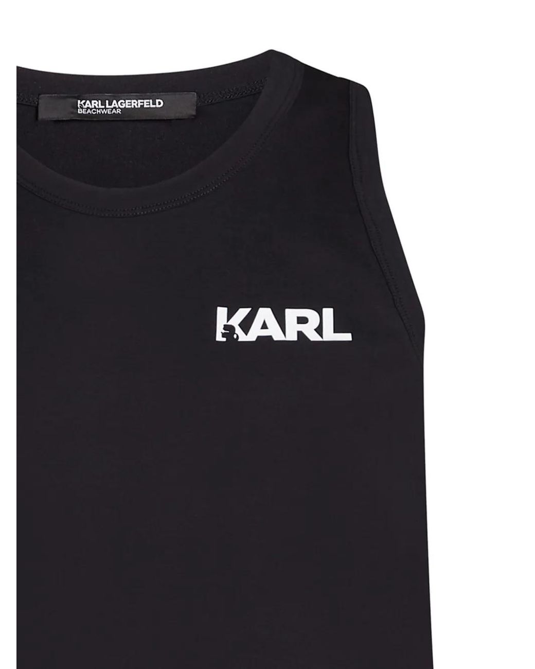 Karl Lagerfeld Black Logo Beach Tank Top for men