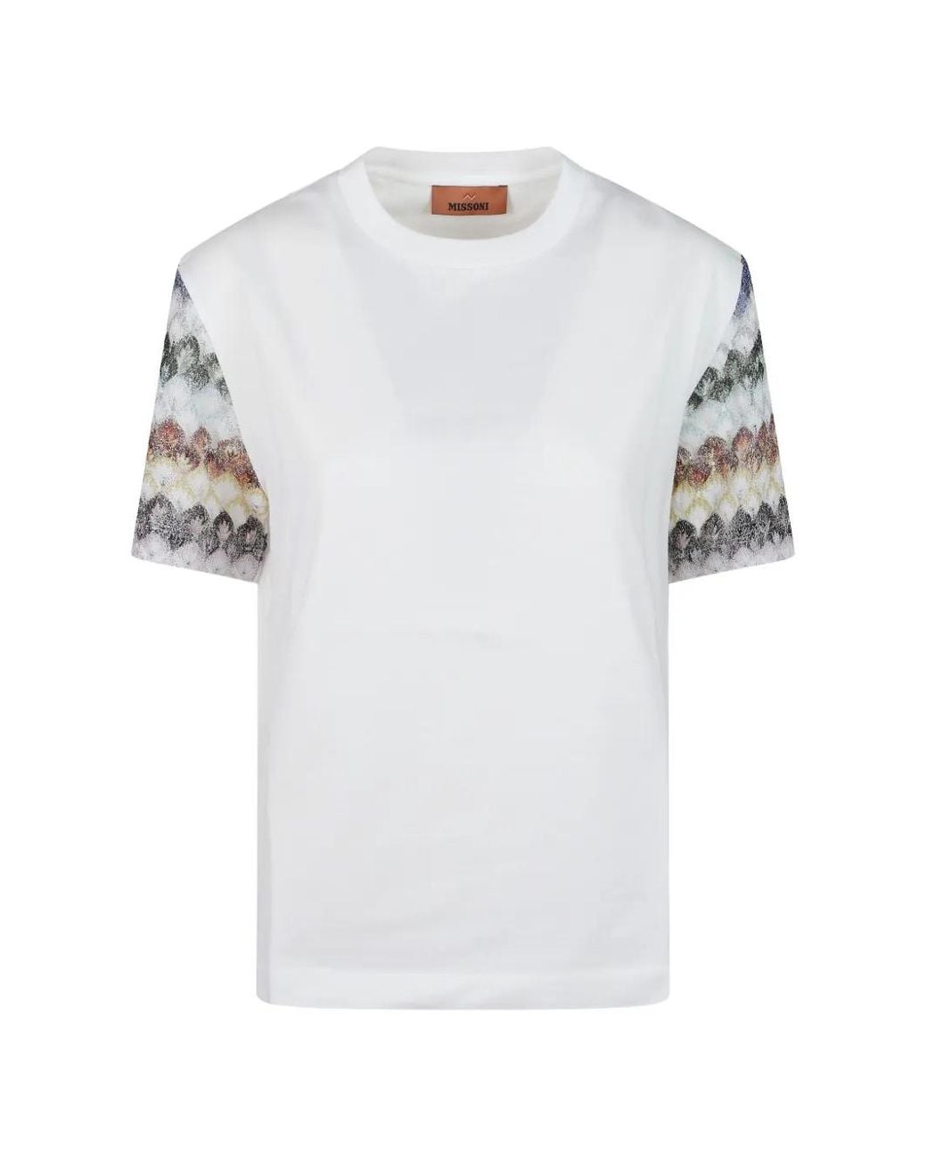 Missoni White Cotton Crewneck T-Shirt With Chevron Details
