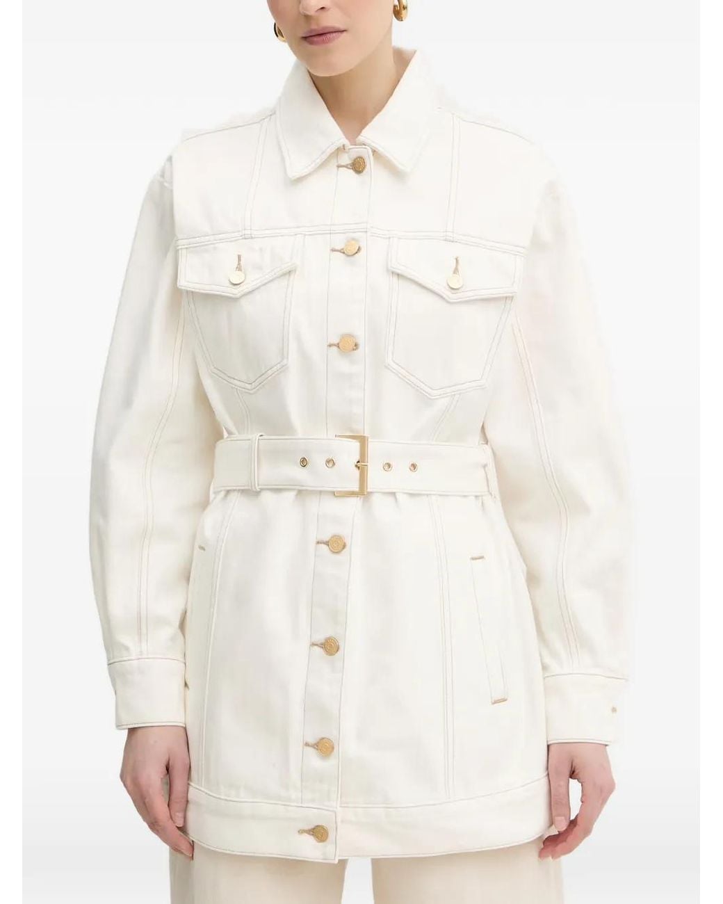 ARMANI EXCHANGE White Belted Denim Jacket