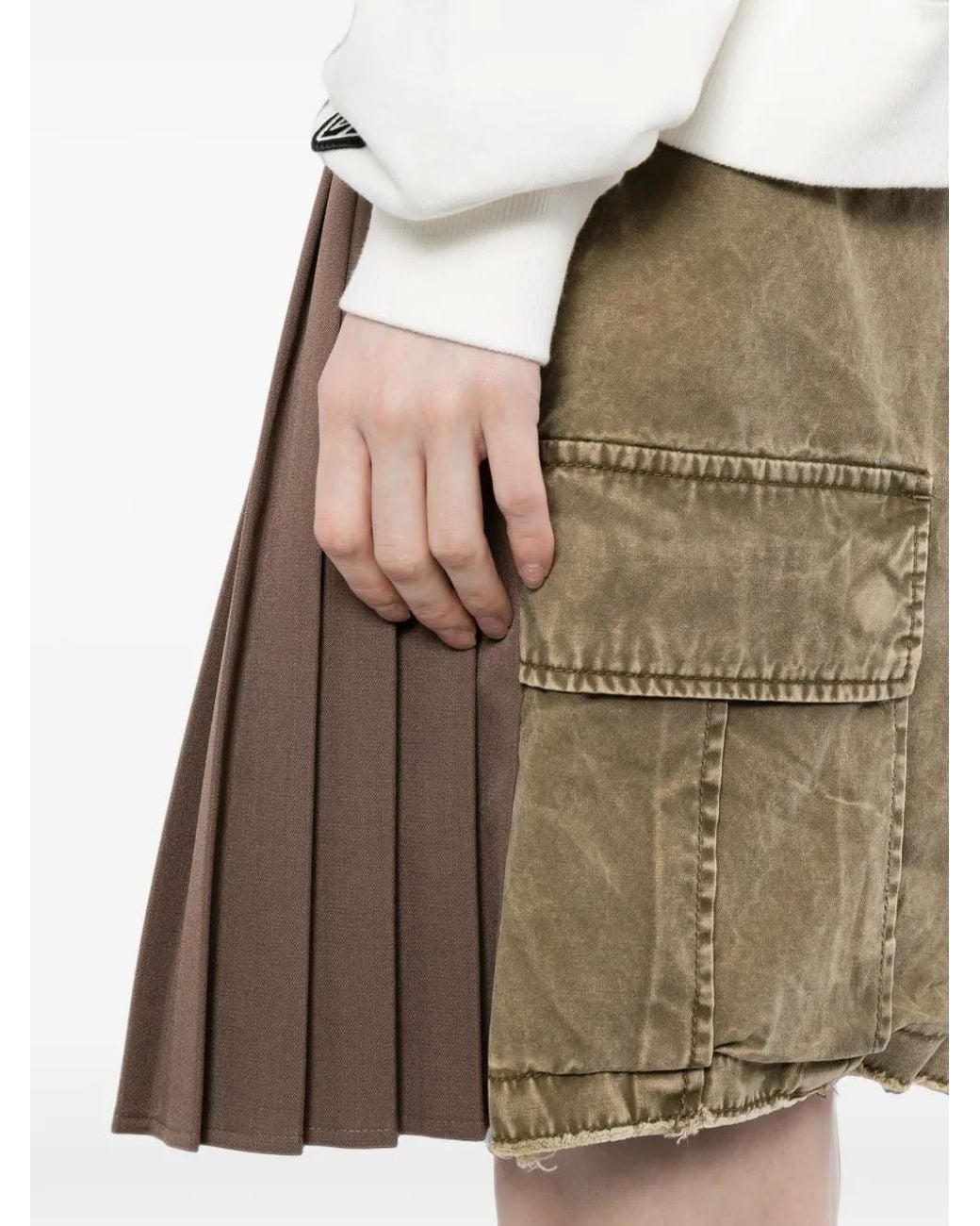 Maison Mihara Yasuhiro Brown Combined Skirt Cargo Shorts