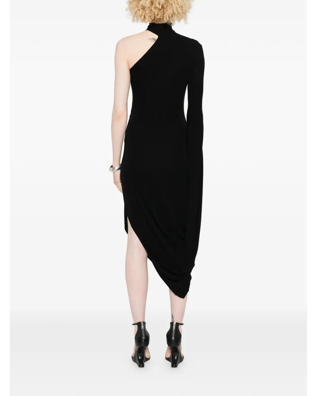 Alexander Wang Black Draped Midi Dress