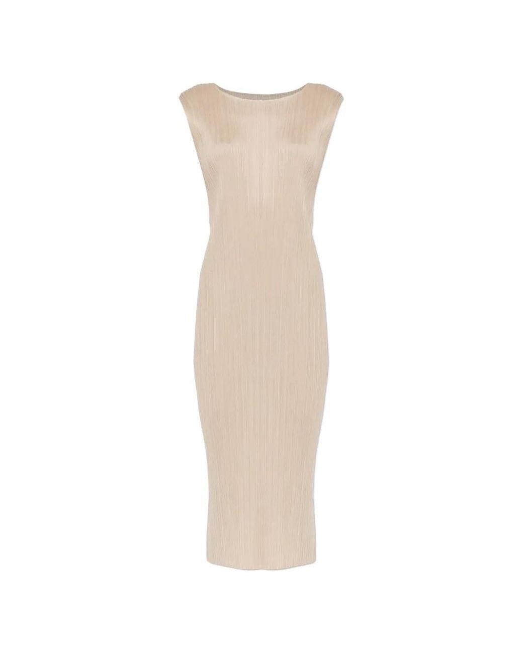 Pleats Please Issey Miyake White Pleated Dress