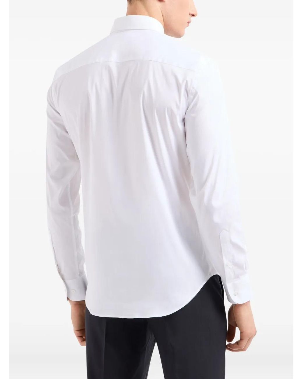 Emporio Armani White Long-Sleeve Buttoned Shirt for men