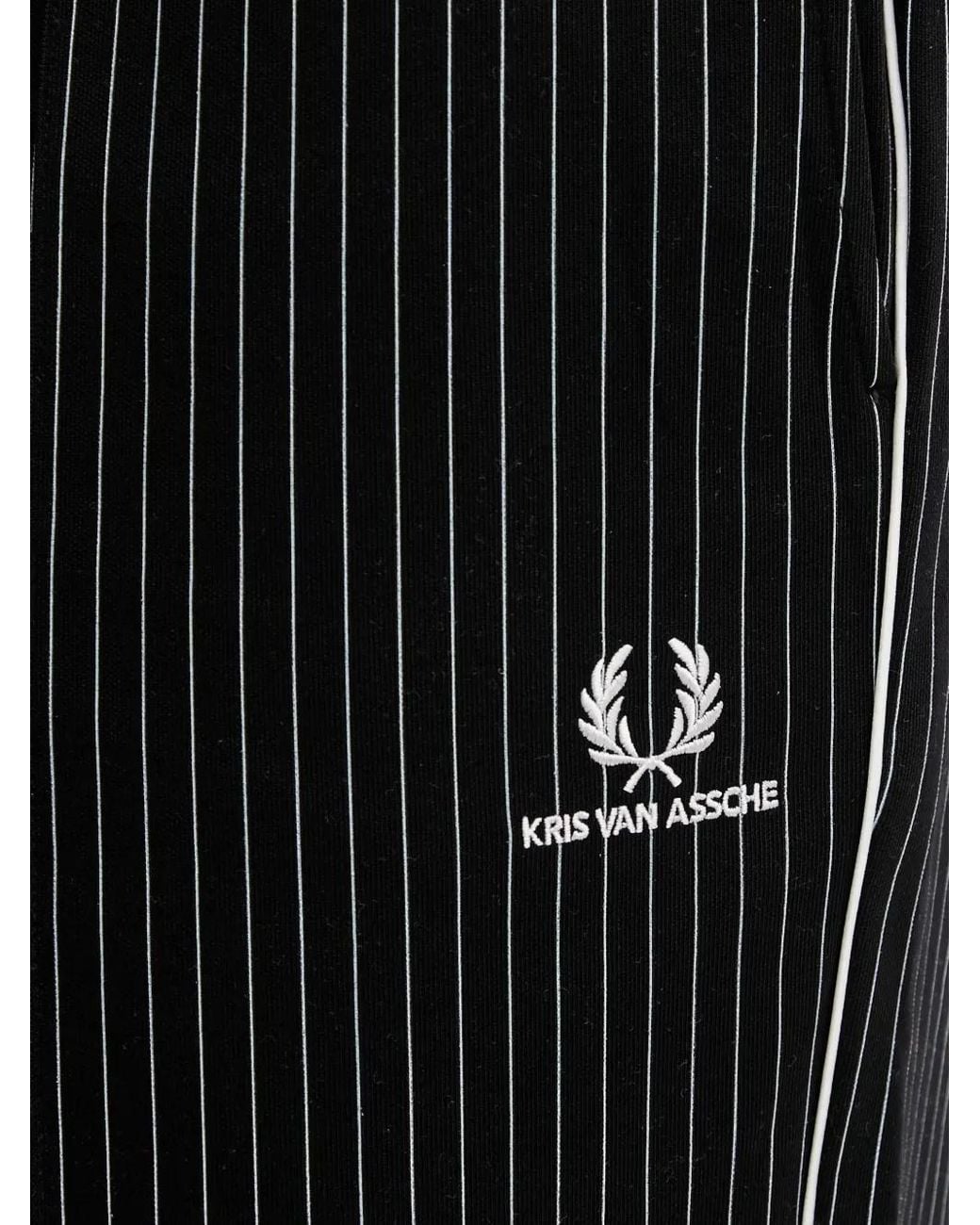 Fred Perry Black Pinstripe-Print Track Pants for men