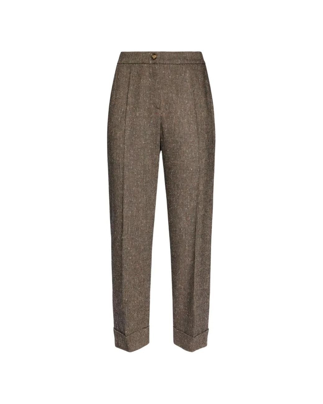 Elena Miro Gray Pantalon À Effet Tweed Et Revers