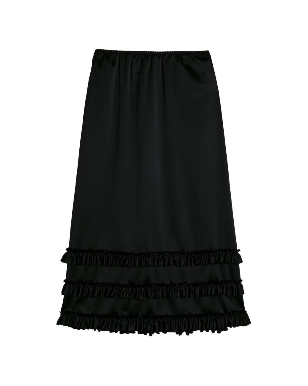 Simone Rocha Black Ruffled-Hem Midi Skirt