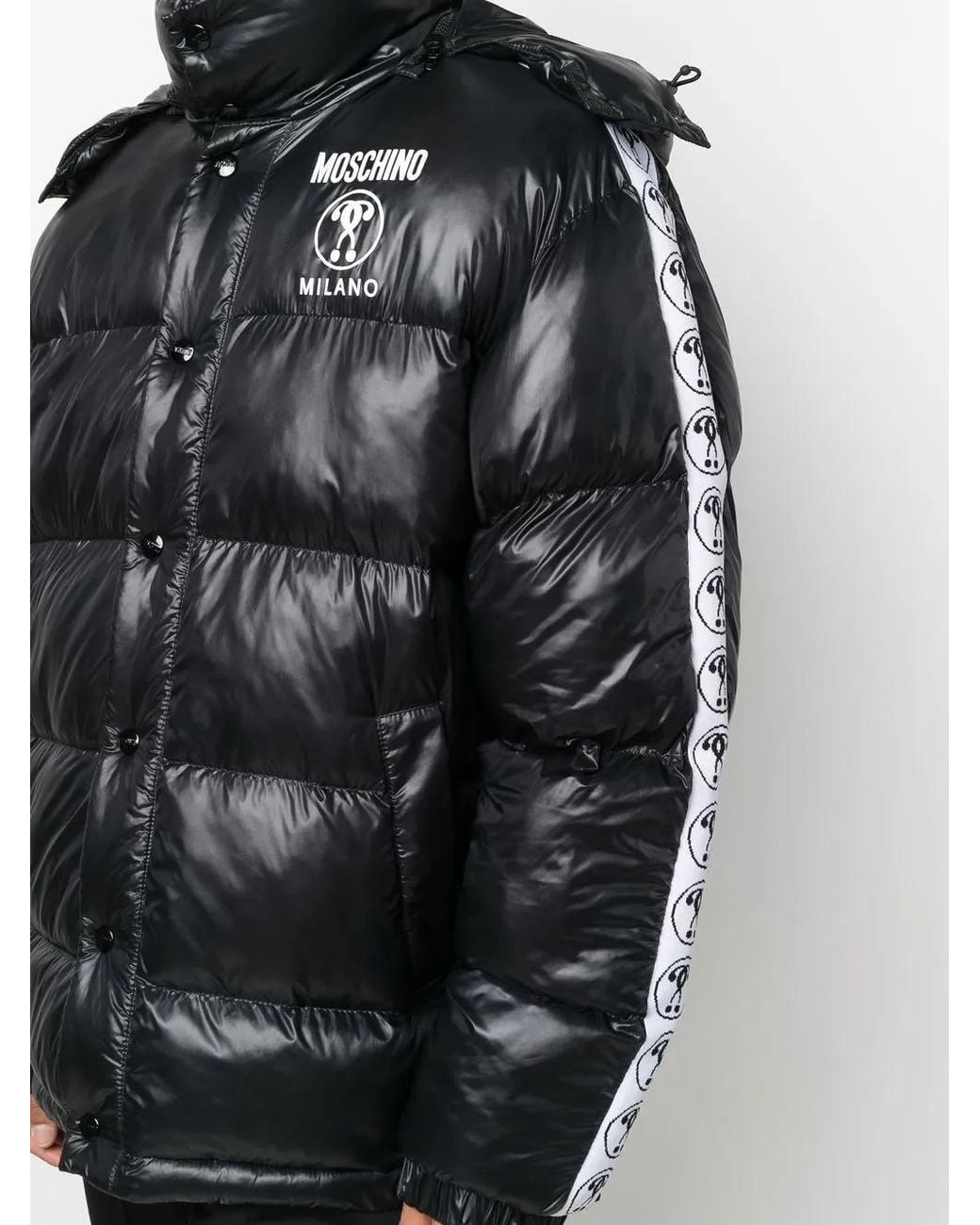Moschino Black Padded Hooded Coat for men