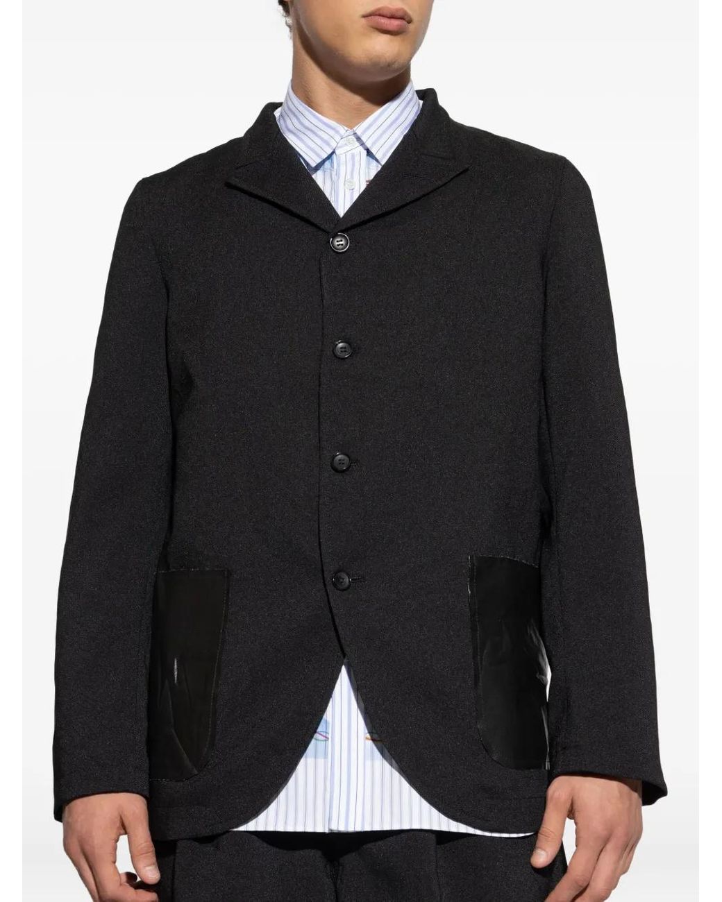 Comme des Garçons Black Patch-Pocket Buttoned Blazer for men