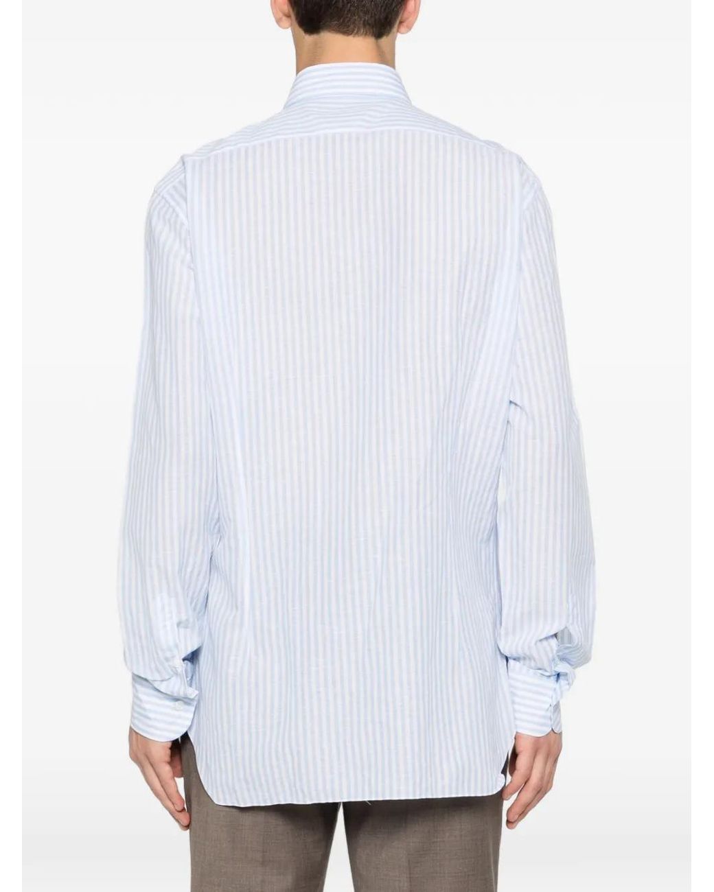 Barba Napoli White Chemise Rayée À Détail Asymétrique for men
