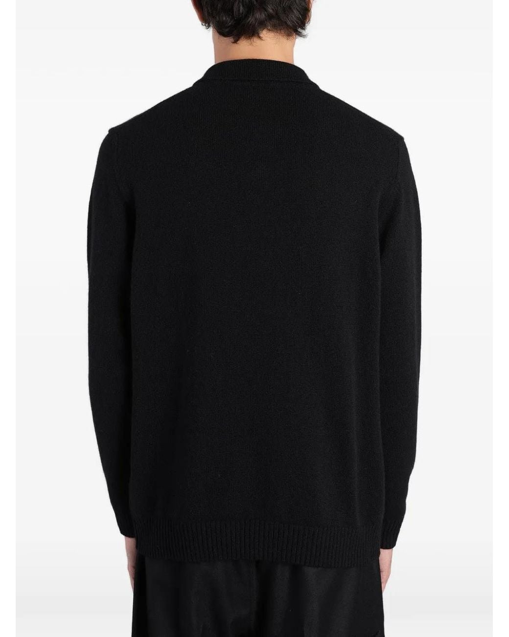Grayed Black Long-Sleeve Polo Shirt for men