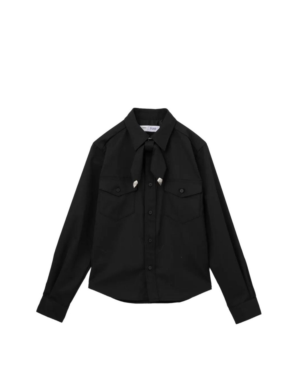 Toga Black Twill Ribbon Shirt