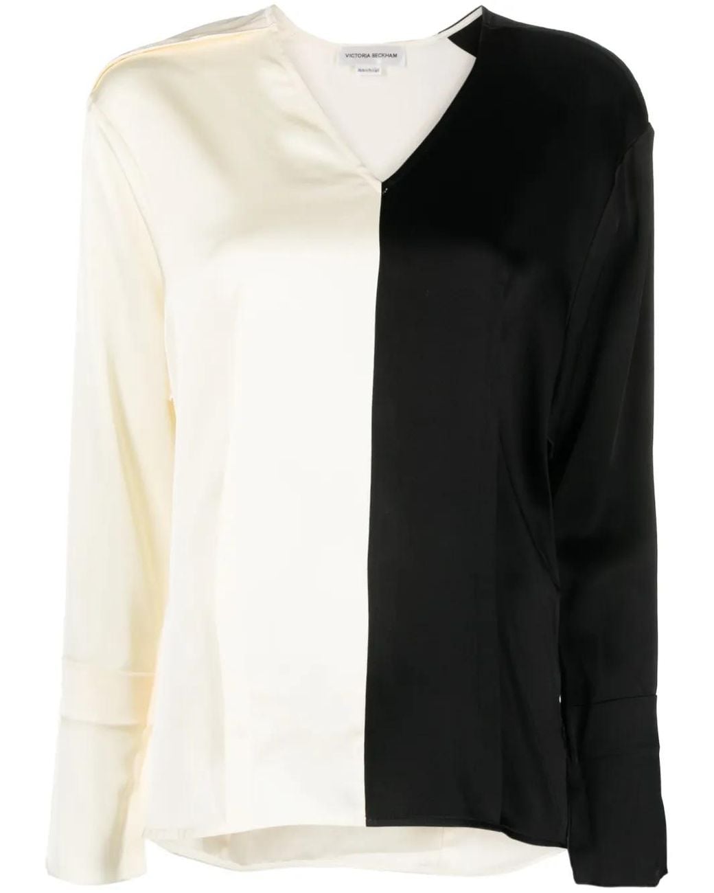 Victoria Beckham Black Colour-Block V-Neck Blouse