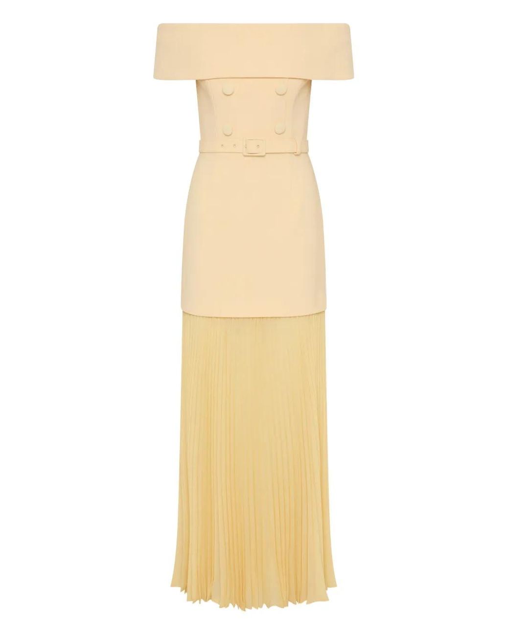 Rebecca Vallance Metallic Muriel Off-Shoulder Pleated Midi Dress