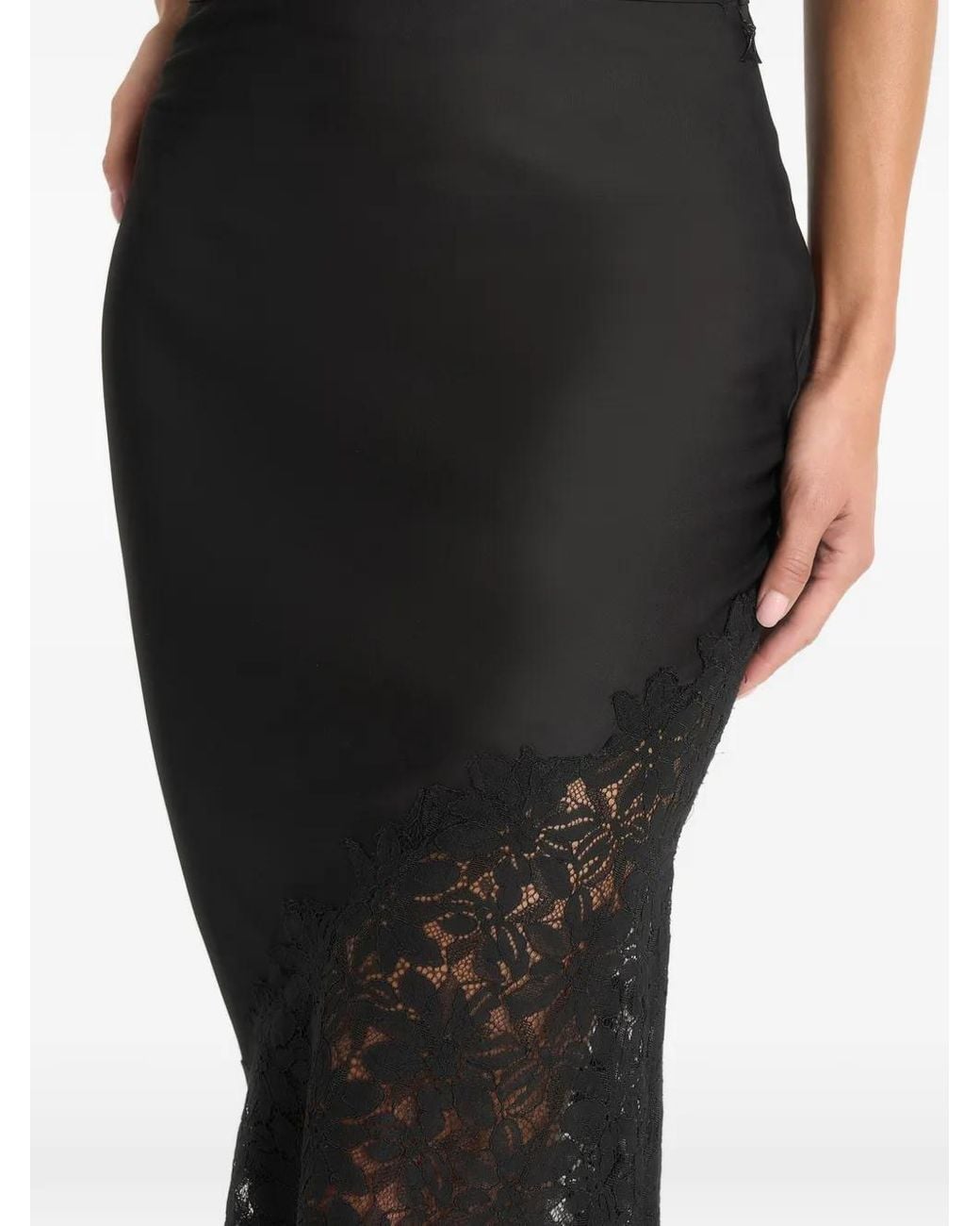 Manière De Voir Black Jupe Longue Belle En Satin Et Dentelle