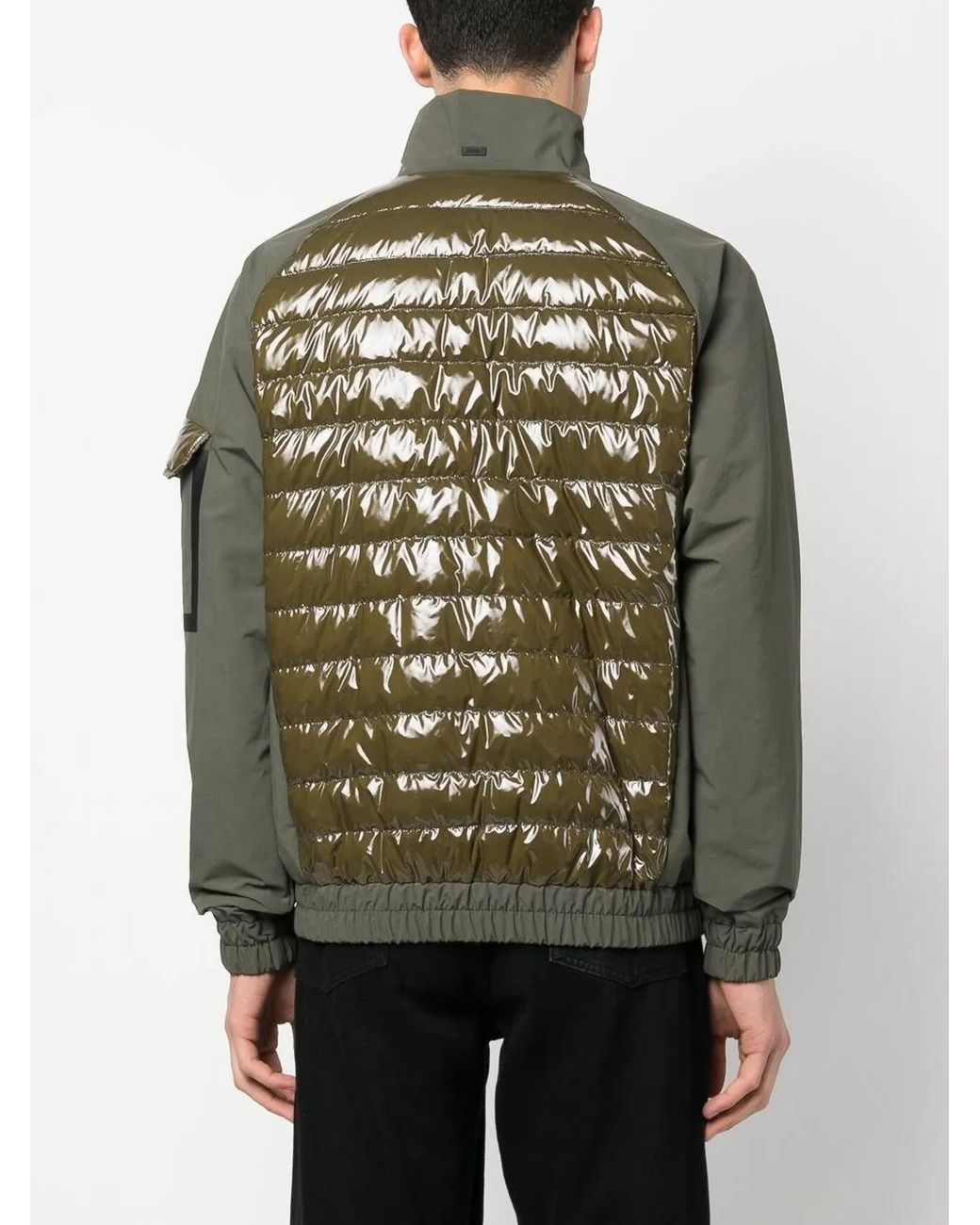 Herno Green Feather Down Zip-Up Jacket for men