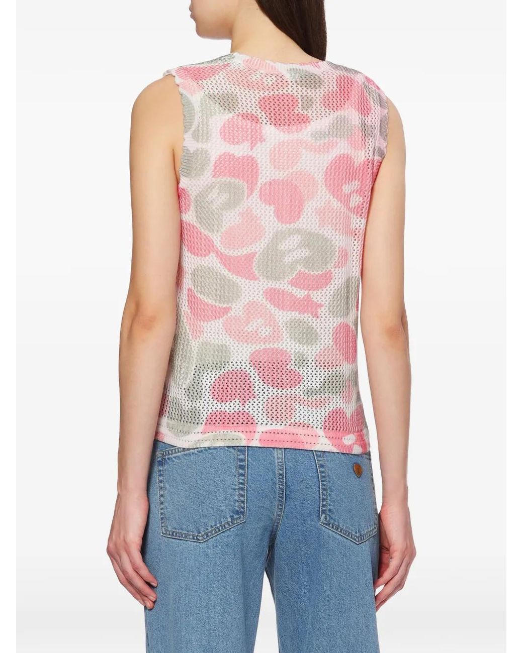 AAPE BY A BATHING AP Pink Logo-Appliqué Camouflage-Print Tank Top