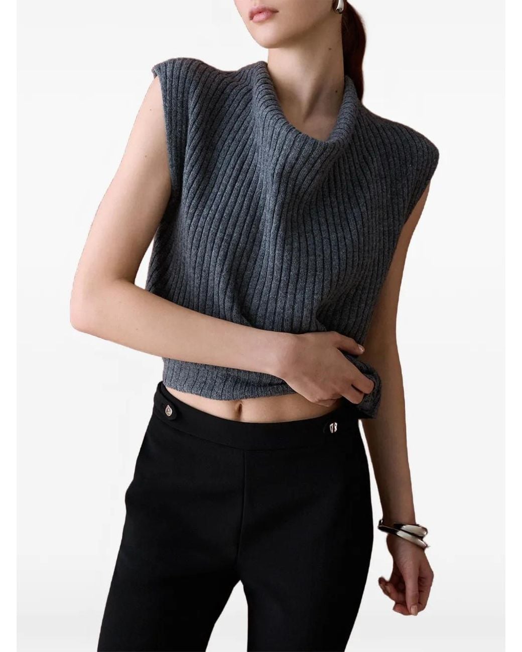 Liu Jo Blue Ribbed Wool Top