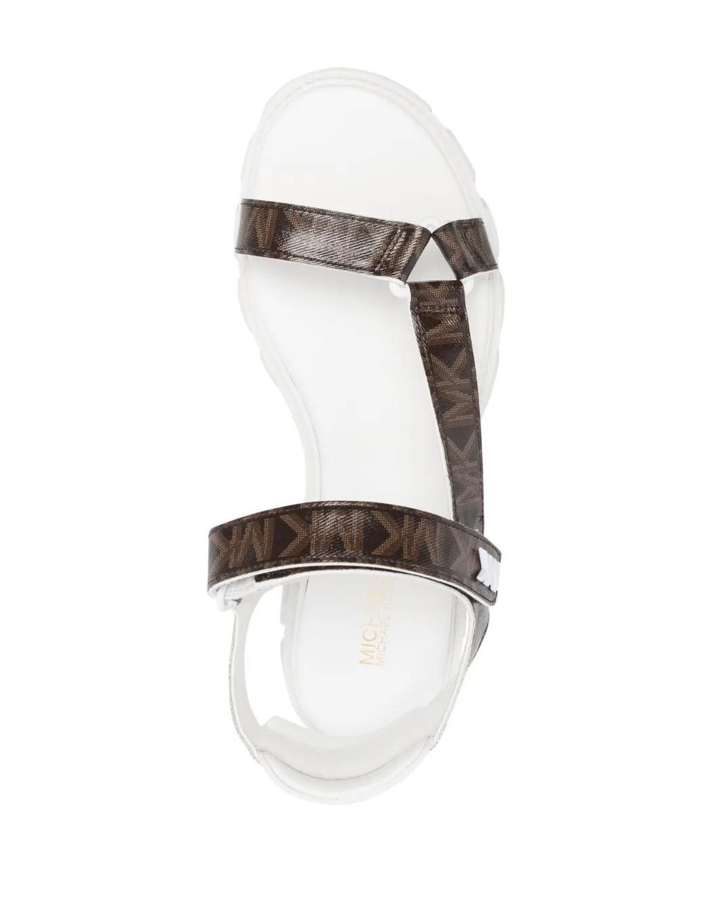 MICHAEL Michael Kors White Monogram-Print Leather Sandals