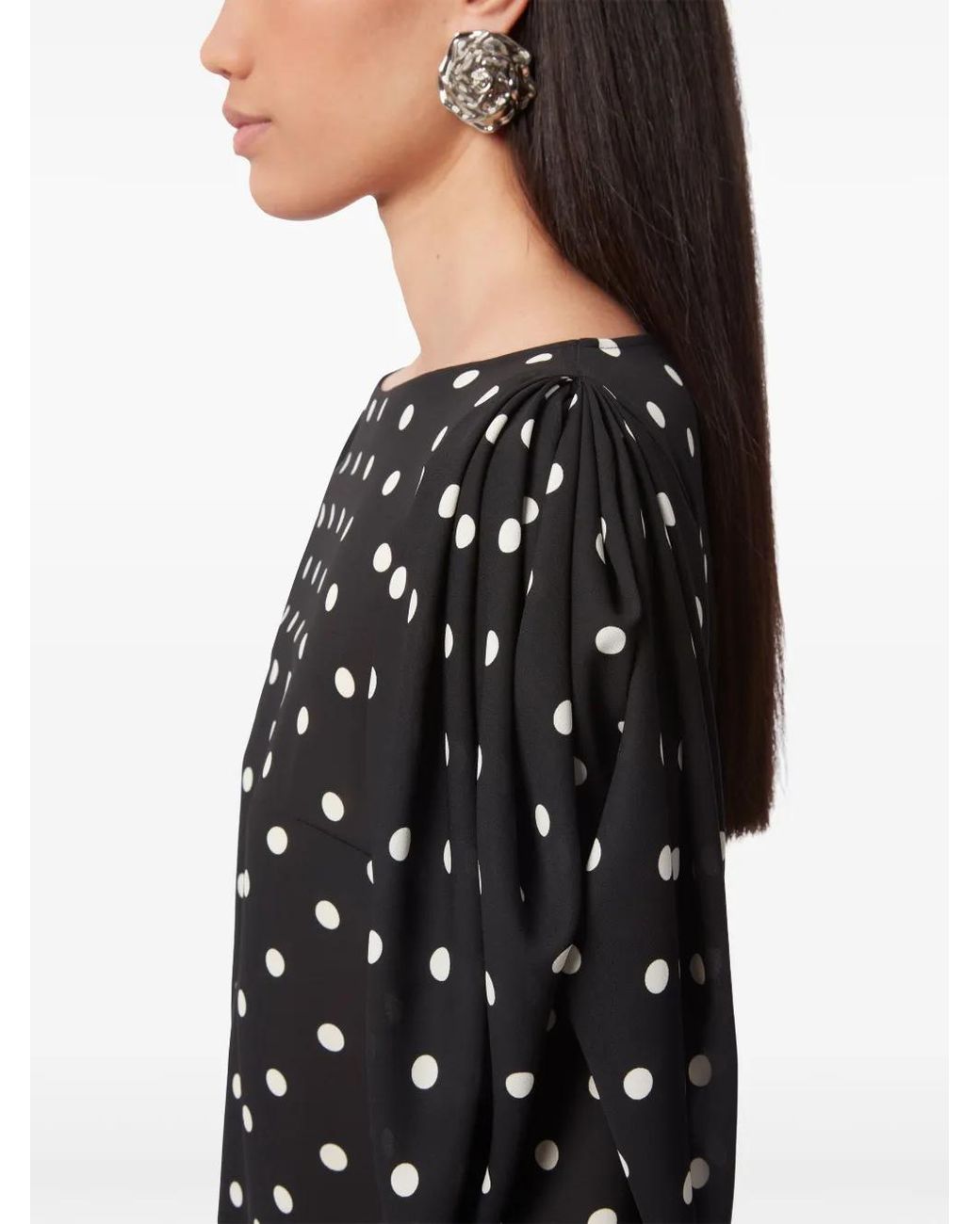 Nina Ricci Black Polka-Dot Print Shift Dress