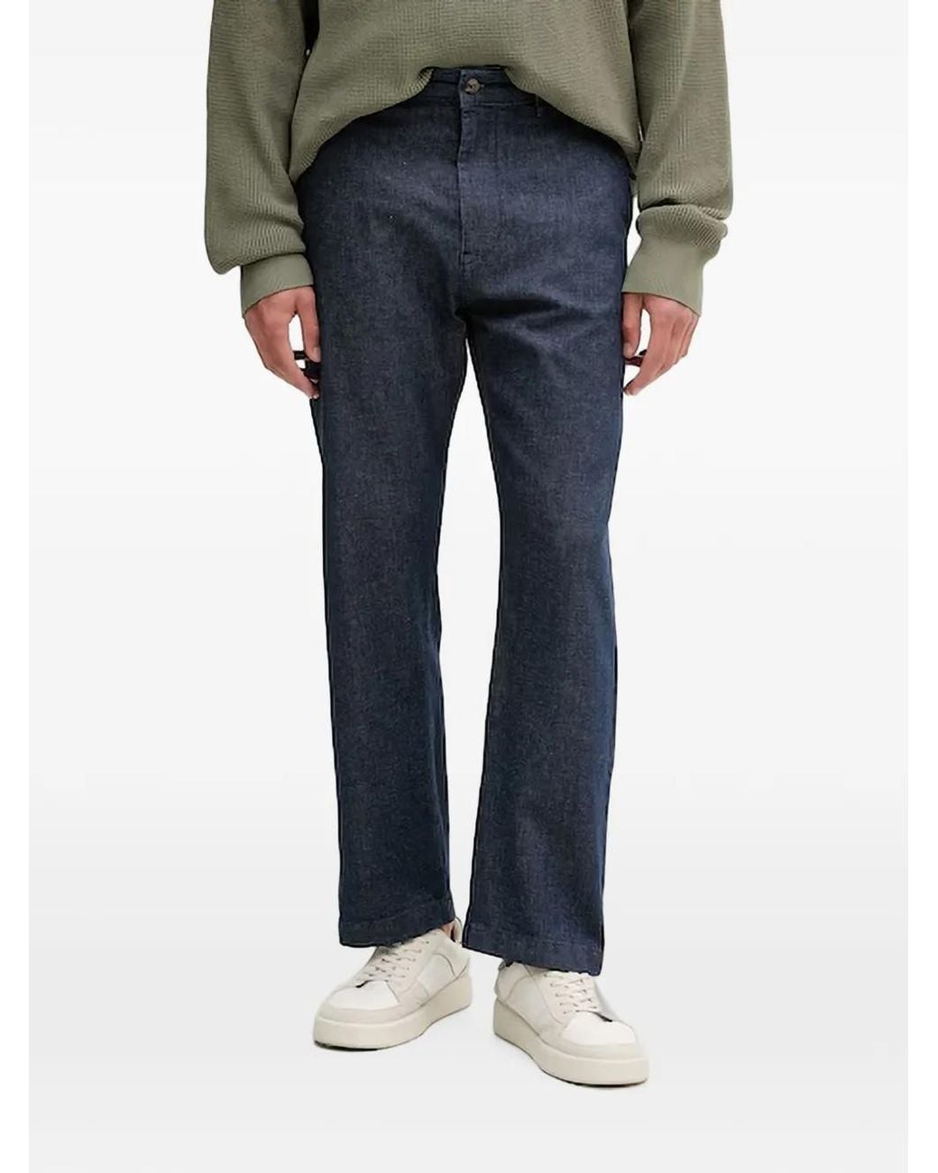 Benetton Blue Straight-Leg Trousers for men