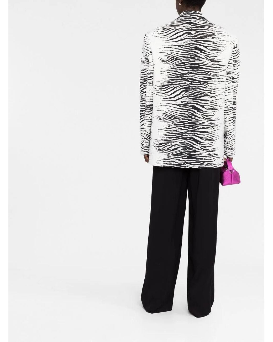 The Attico Black Zebra-print Single-breasted Blazer