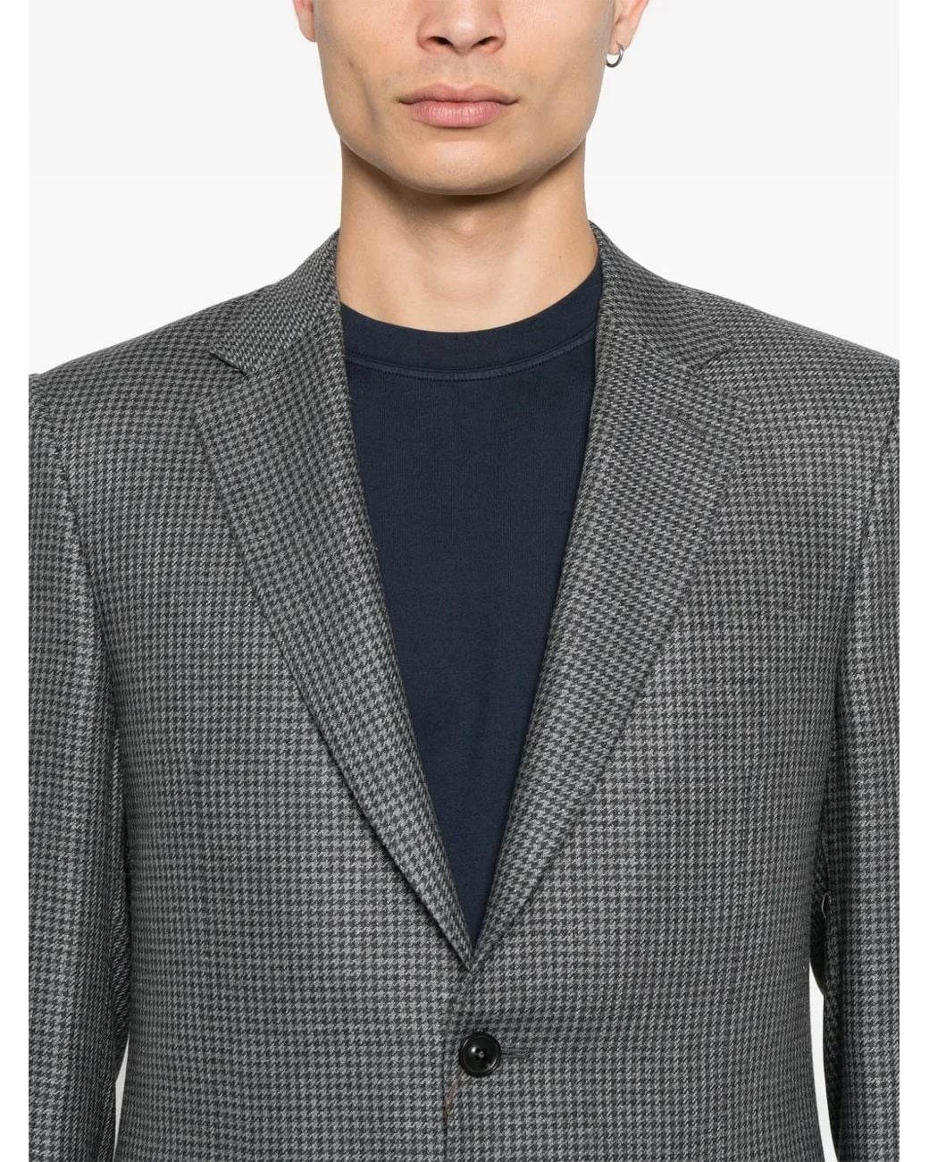 Canali Gray Houndstooth-Pattern Blazer for men