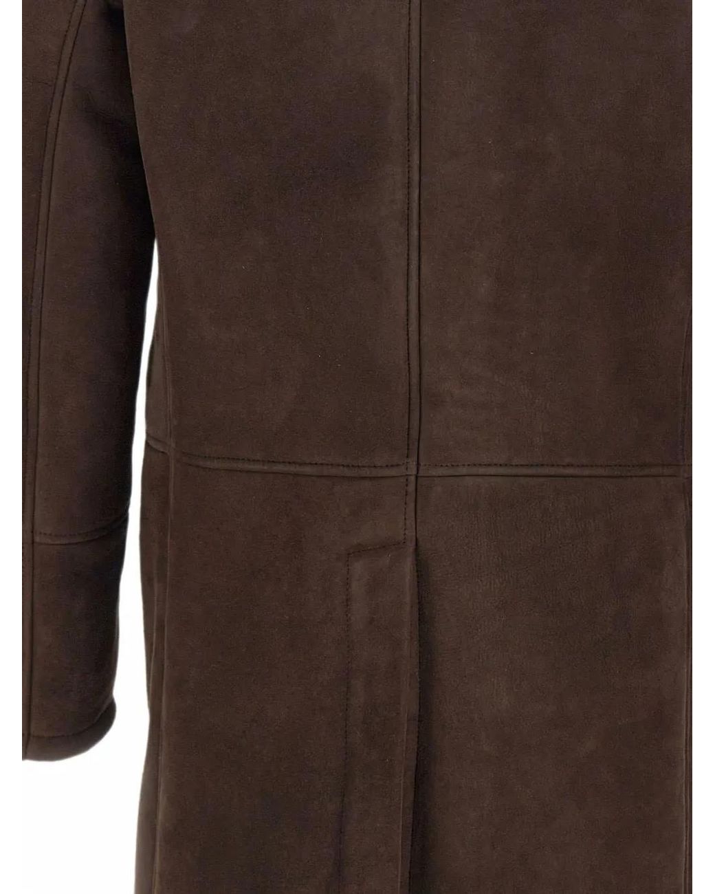 Volfagli Brown Ninfeo Suede Shearling-Lined Coat for men
