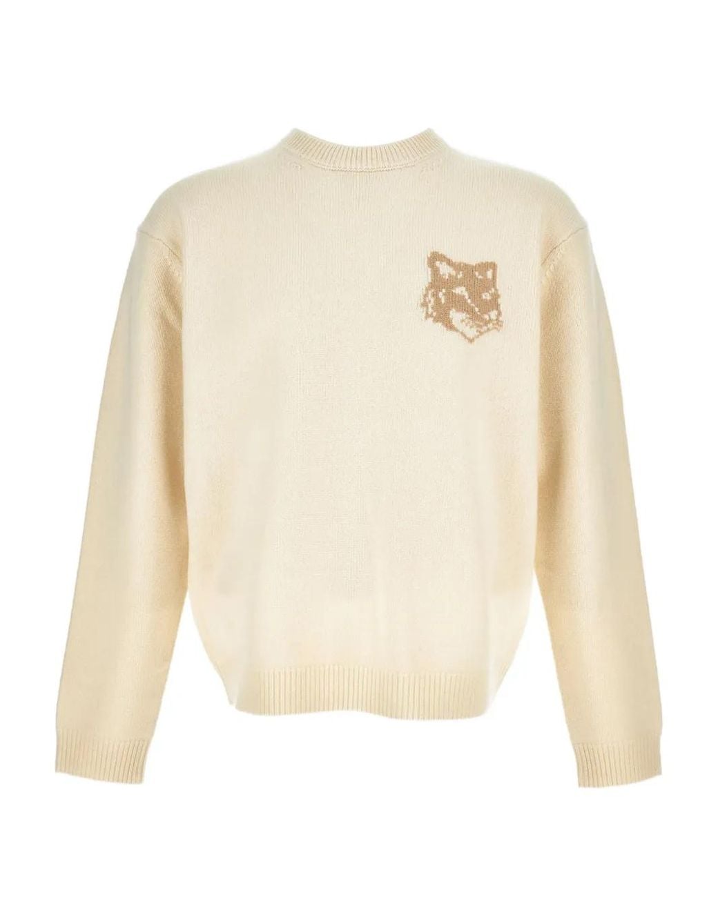 Maison Kitsuné White Maison Kitsuné Fox Head Wool Jumper for men