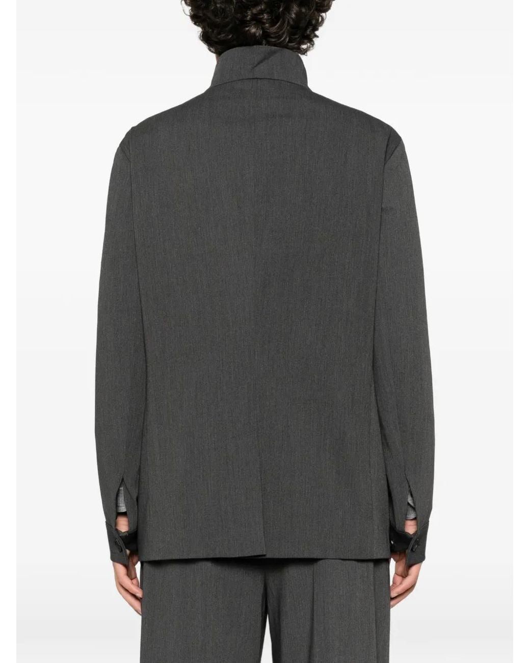 Hevò Gray High-Neck Button-Up Jacket for men
