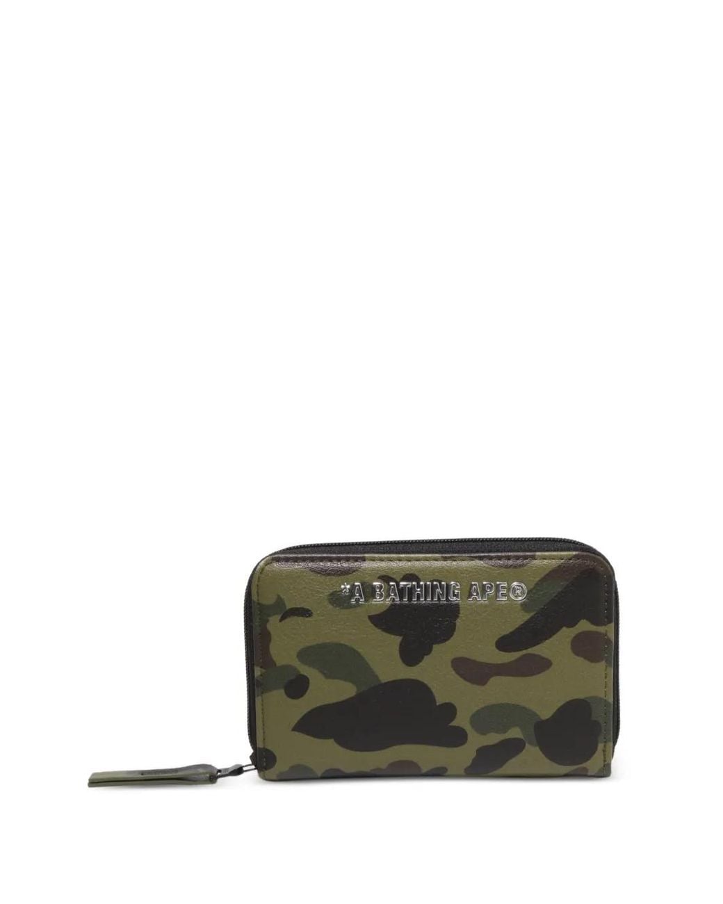 A Bathing Ape Green 1St Camo Zip-Around Wallet for men